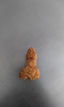 Pulled this out of a bag of chicken strips Ladies and gentlemen I give you the dicken strip