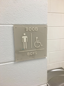 Quality room numbering on the boys bathroom at the local high school