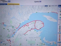 Quebec road closures map I thought they were the asshole of Canada but I guess its something else