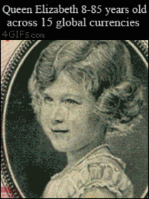 Queen Elizabeth - years old across  global currencies 