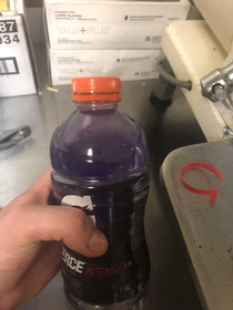 Radicchio water in a Gatorade bottle So when one of my cooks steals my Gatorade they drink cabbage water