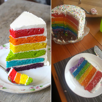 Rainbow cake success made a very happy  year old