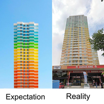 Rainbow coloured building