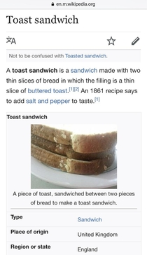 Random Wikipedia Page fun brings me to the glorious Toast Sandwich