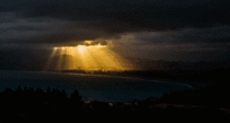 Rays of light over New Zealand