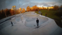 RC Drone films skateboarder