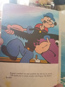 Reading Popeye to my niece and