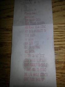 Receipt from my favorite waitress at my favorite bar just now