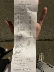 Receipt I found outside my dining hall