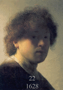 Rembrandts self-portraits from age  until his death at age  in 