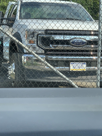 Repo Truck License Plate- at the auto repair shop