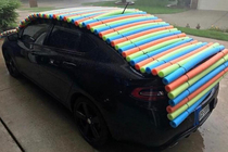 Resident in North Texas Pool Noodle Hail Protection