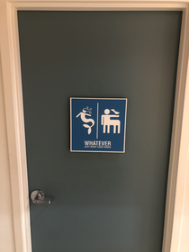 Restroom sign at the California Surf Museum