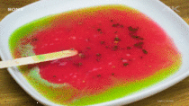 Reverse gif of a watermelon popsicle melting