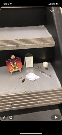 Rico was kind and gentle so someone at my campus made him a memorial May he Rest In Peace