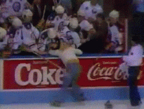 Rob Ray beats fan after running on the ice Just some classic hockey for you
