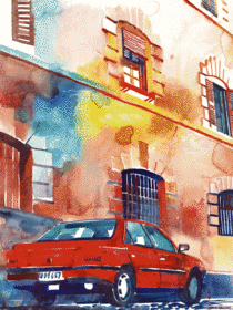 Rome area of the old city me watercolor xcm