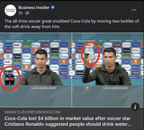 Ronaldo made Coca Cola lose  billion dollars 