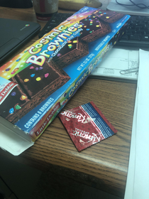 Roommate and I have been playing hide the condoms anywhere in the household Im a special ed teacher and found this in one of my students reward boxes that I accidentally left open at homeand emptied out in the middle of class 