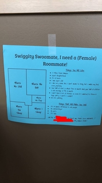 Roommate wanted ad found on campus is oddly truthful and endearing