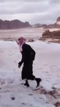 Saudi guy enjoying the snow