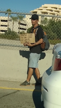 Saw this guy begging for change Loved his sign