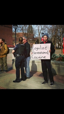 Saw this guy protesting on my campus today