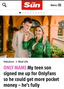 Saw this in the paper not sure whats worse him signing his mum up for only fans or what hes blatantly staring at in this photo