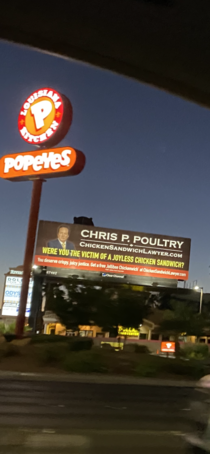Saw this last night above a Popeyes