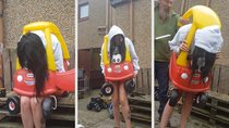 Scottish woman gets stuck in toy car has to be cut free with bread knife