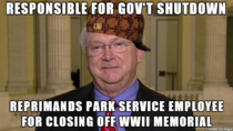 Scumbag Congressman Shuts down govt then goes to WWII Memorial and yells at Park Service employee for closing site 