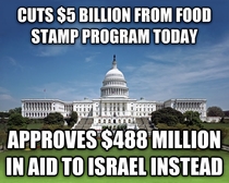 Scumbag Government cuts food stamps but approves aid to Israel