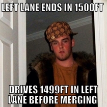 scumbag steve encounters roadwork on the interstate