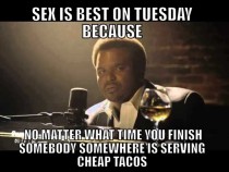 Sex is best on Tuesday