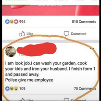 She needs a job