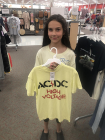 She said Hey dad we can buy this A B C D shirt