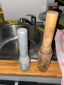 Shoutout to my mom who very kindly brought me dumbells from the basement and even washed them so I could work out at home with weights - turns out these are old Soviet-era hand grenades