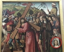 Shoutout to this hustler selling merch at a crucifixion