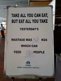 Sign at a buffet restaurant