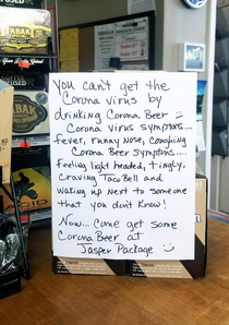 Sign at my local package store