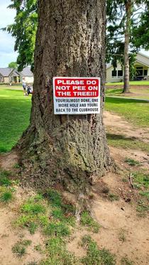 Sign at the golf course