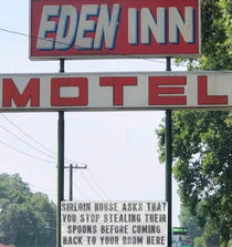 Sign at the local sketch Motel