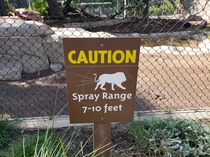 Sign in front of lion habitat in the San Diego Zoo