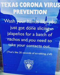 Sign in Texas - This is the mindset you need when washing your hands during Covid