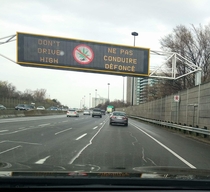 Sign on Canadian Highway in Toronto