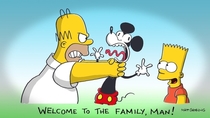 Simpsons say hi to Mickey with respect