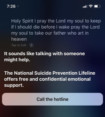 Siri turned on during my  year olds nightly prayers and took them as suicidal