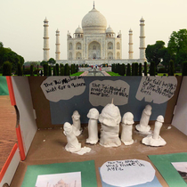 Six year boy trying to make Clay Taj Mahal 
