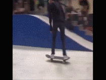 Skateboarding Henry Calvert with a front flip to coffin