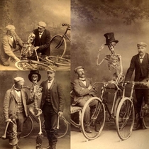 Skeleton riding a bicycle s